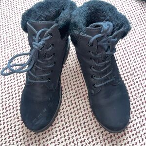 Women Fur Ankle Boots Faux Suede Wild Diva Booties Color Black Size 6